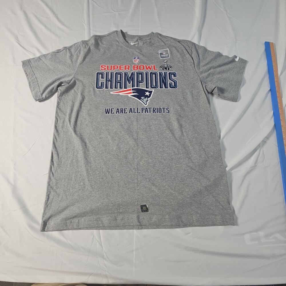 Nike New England Patriots SUPER BOWL XLIX Champions T Shirt Men's XXL Gray
